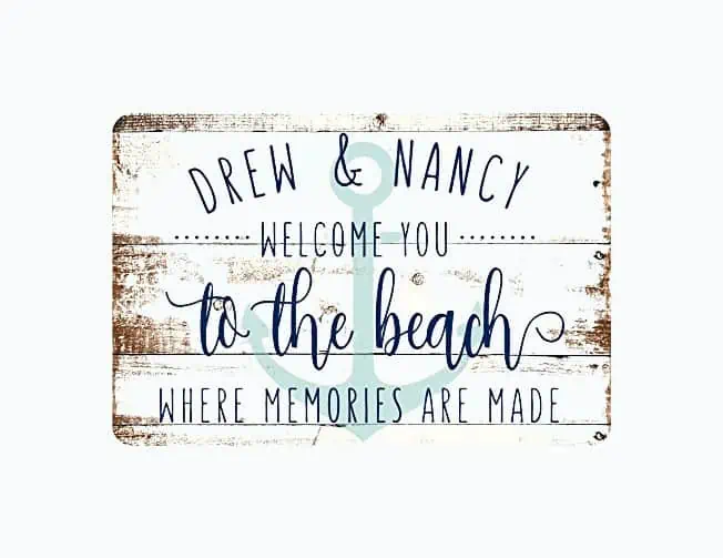 Product Image of the Personalized Welcome to The Beach Wall Art