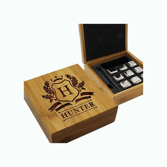 Product Image of the Personalized Whiskey Stone Gift Set