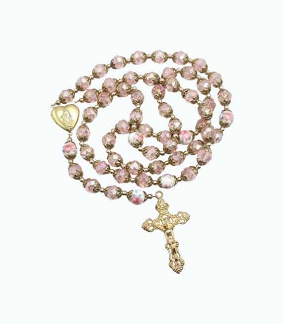 Product Image of the Pink Crystal Rosary Beads