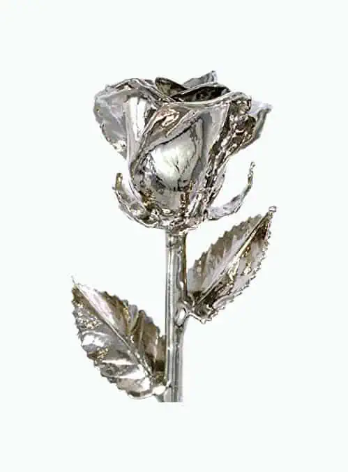 Product Image of the Platinum Dipped Long Stem Genuine Venus Rose In Gift Box