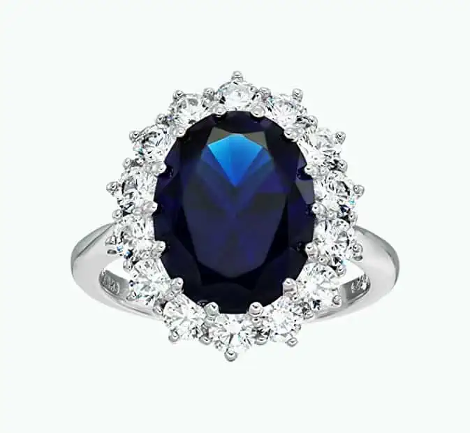 Product Image of the Platinum-Plated Sterling Silver And Sapphire Ring