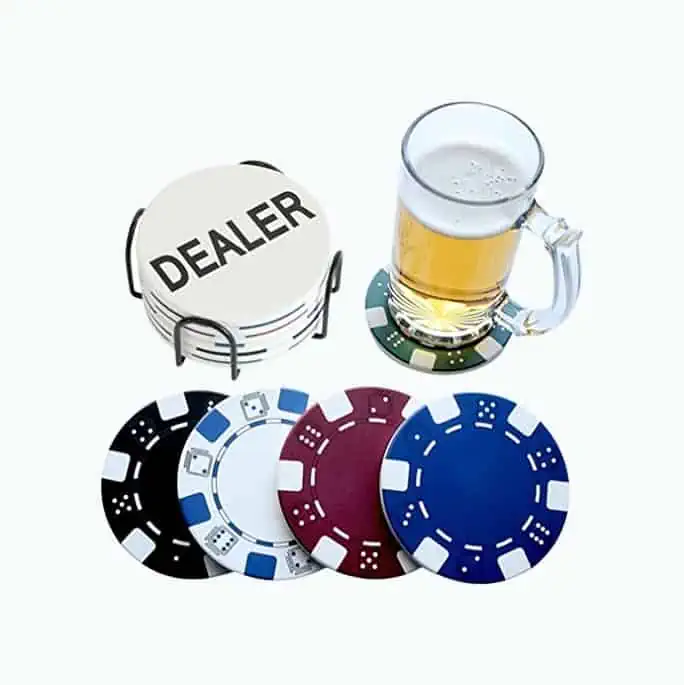 Product Image of the Poker Theme Man Cave Coasters