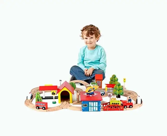 Product Image of the Qilay Wooden Train Set