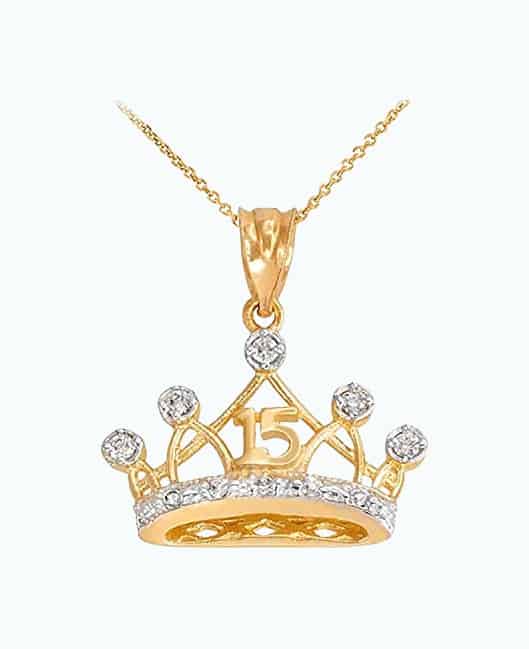 Product Image of the Quinceañera Crown Pendant Necklace