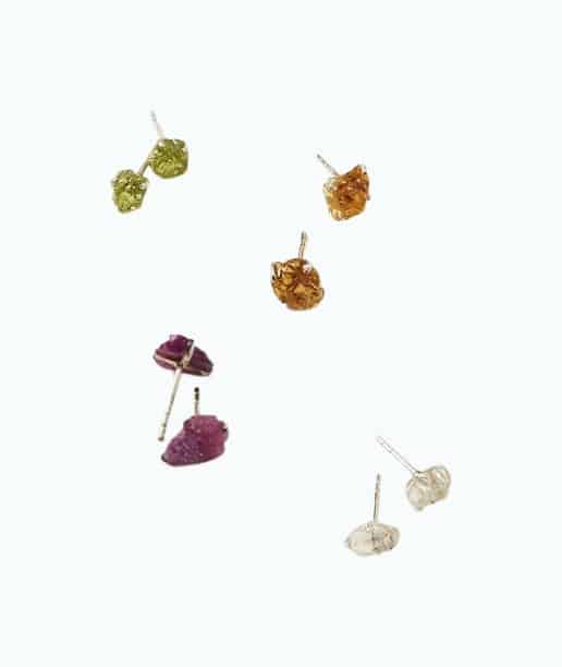 Product Image of the Raw Birthstone Stud Earrings