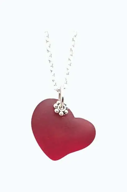 Product Image of the Red Heart Sea Glass Necklace