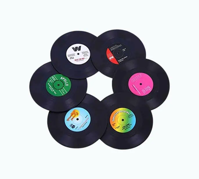 Product Image of the Retro Vinyl Record Coasters Set