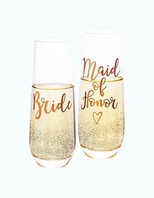 Product Image of the Rose Gold Champagne Wedding Flutes