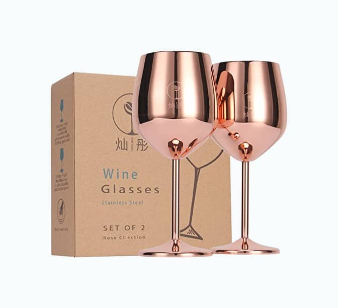 Product Image of the Rose Gold Wine Glasses Set