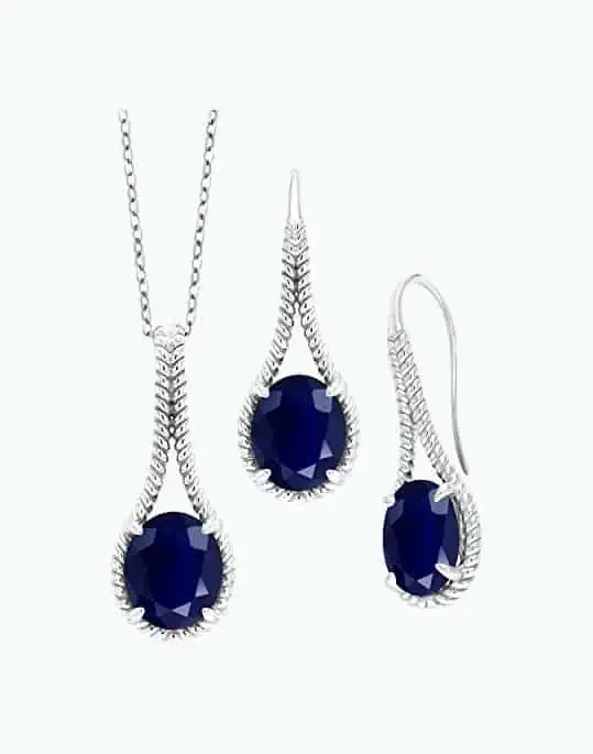 Product Image of the Sapphire Pendant Earrings Set