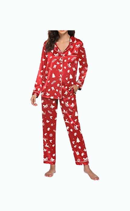 Product Image of the Satin Holiday Pajama Set