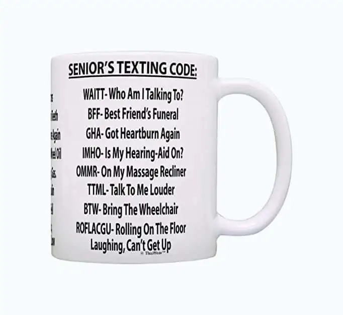 Product Image of the Senior Citizen Texting Code Mug