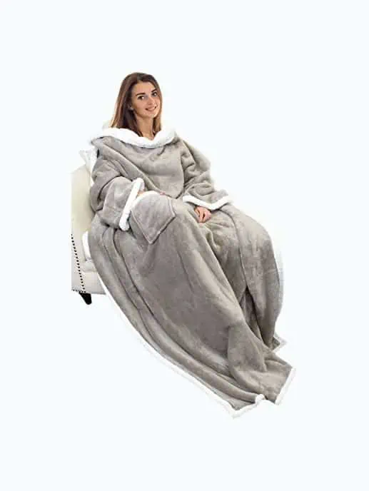 Product Image of the Sherpa Wearable Blanket with Sleeves Arms
