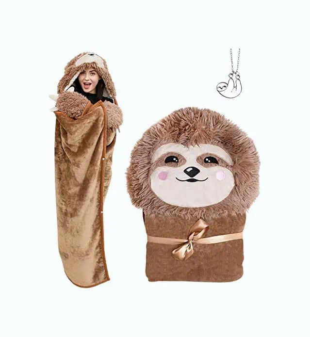 Product Image of the Sloth Hooded Blanket