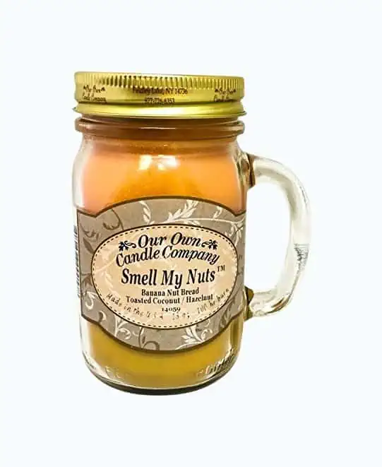 Product Image of the Smell My Nuts Scented 13 oz Mason Jar Candle