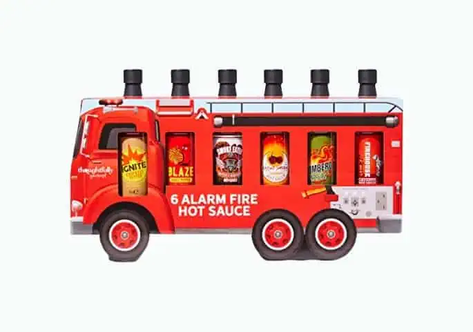 Product Image of the Sound the Alarm Fire Truck Hot Sauce Gift Set