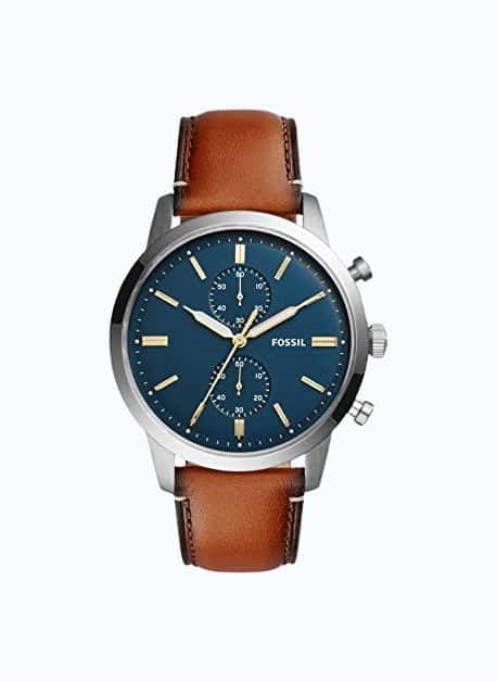 Product Image of the Stainless Steel and Leather Watch