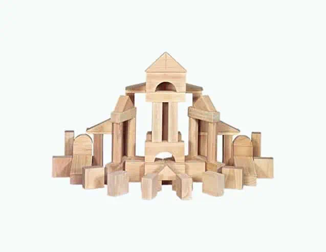 Product Image of the Standard Unit Solid-Wood Building Blocks With Wooden Storage Tray (60 pcs)