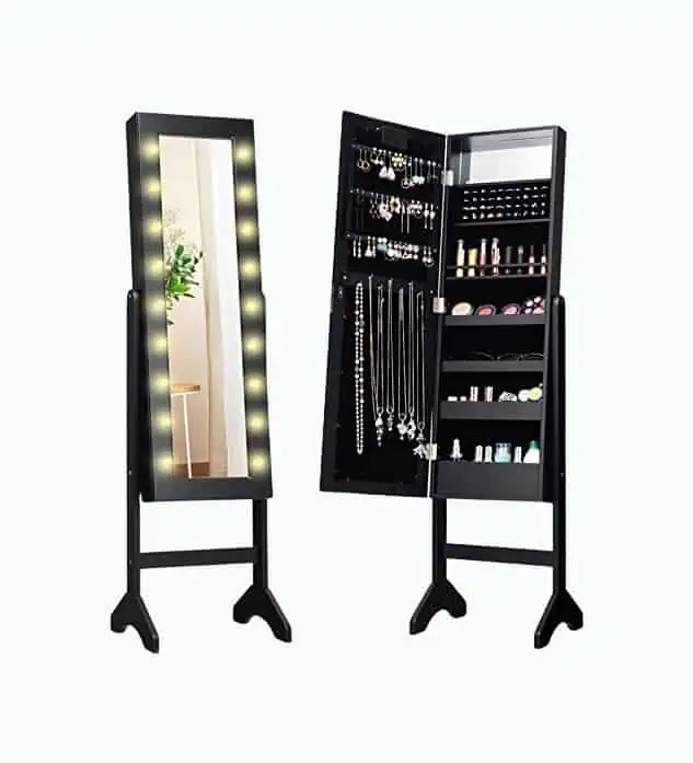 Product Image of the Standing Jewelry Armoire with 18 LED Lights