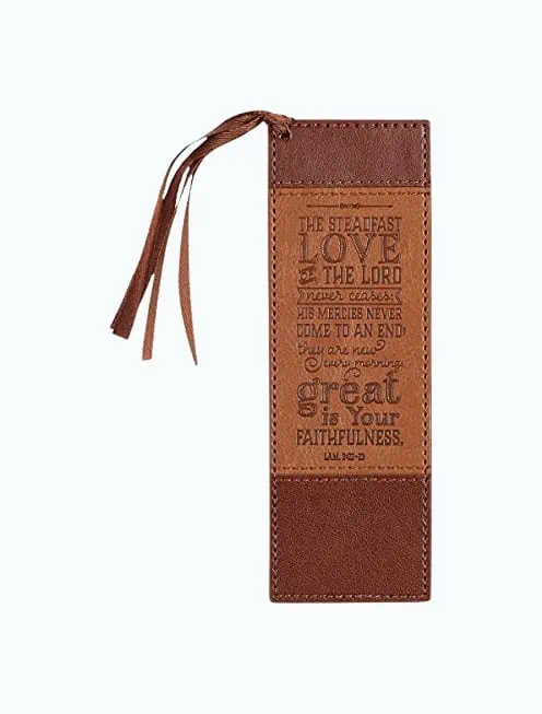 Product Image of the Steadfast Love Faux Leather Bookmark