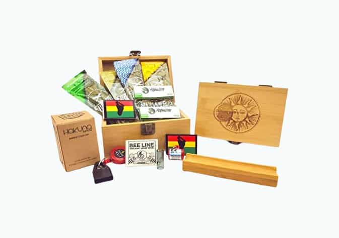 Product Image of the Stoner Stash Box Bundle- Bamboo Stash Box with Accessories
