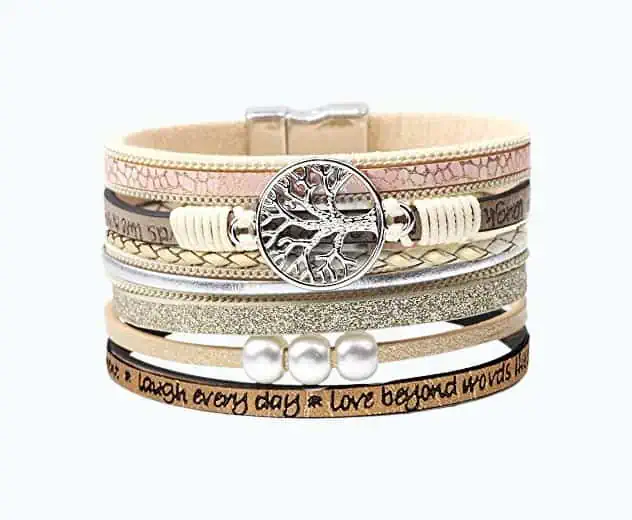Product Image of the Tree Of Life Leather Bracelet