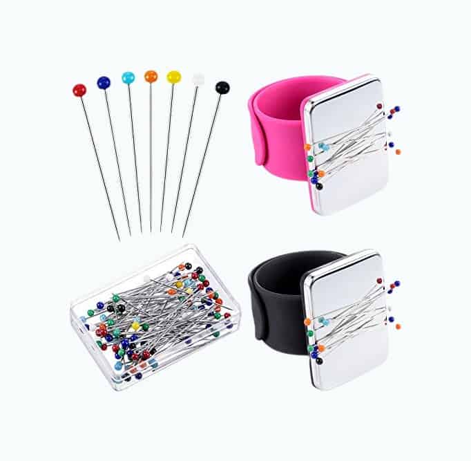 Product Image of the Two Pieces Magnetic Sewing Pincushion Wrist Pin Holder