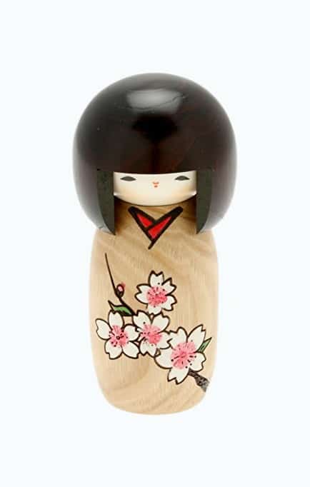 Product Image of the Usaburo Japanese Kokeshi Doll - Kimiko's Brown Kimono