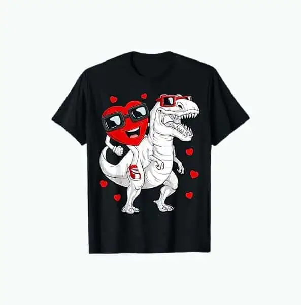 Product Image of the Valentine’s Day Dinosaur T-Shirt