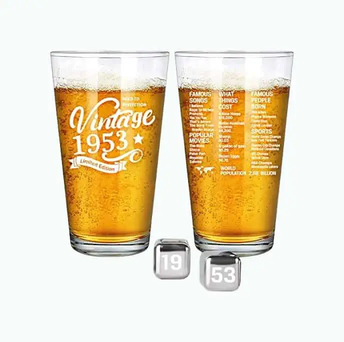 Product Image of the Vintage Birth Year Pint Glass - 70th Birthday Gift for Men