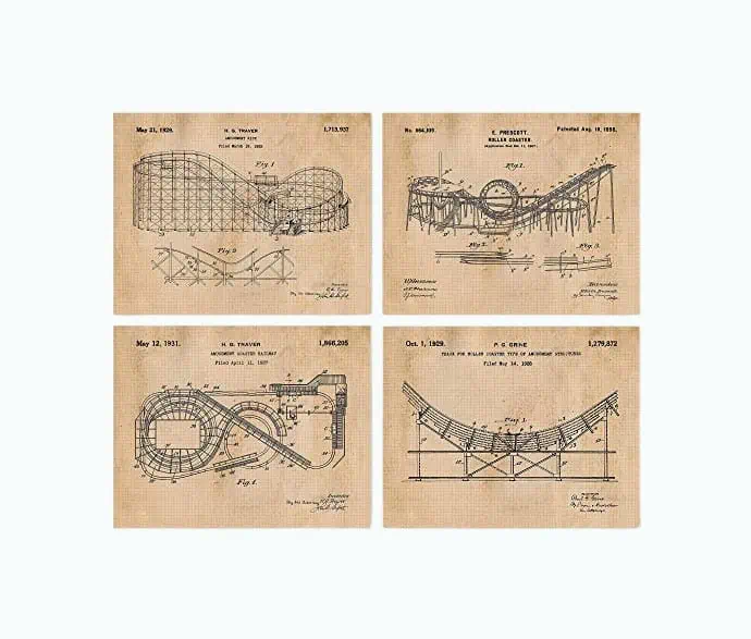 Product Image of the Vintage Roller Coaster Patent Prints
