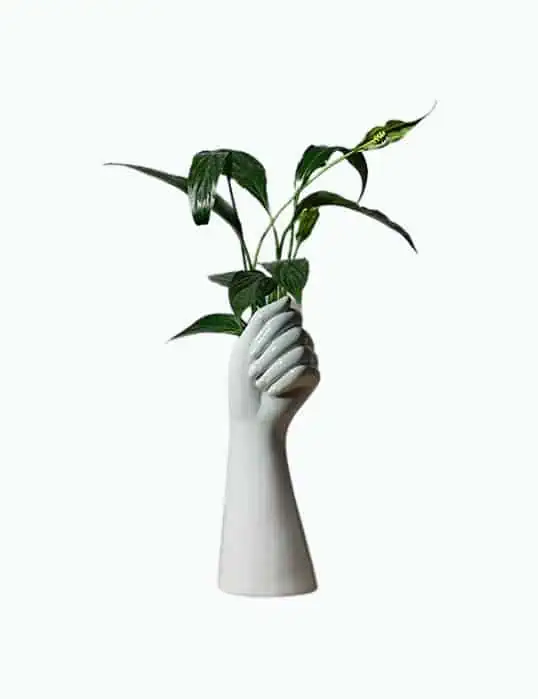 Product Image of the White Ceramic Hand Bud Flower Vase