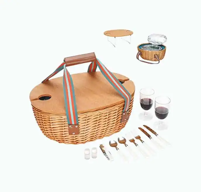 Product Image of the Wicker Picnic Basket For 2 