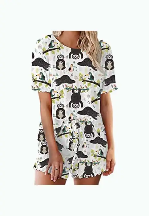 Product Image of the Women Sloth Pajamas Shorts Set