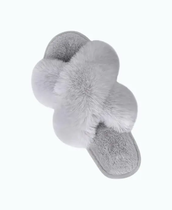 Product Image of the Women's Cross Band Plush Slippers