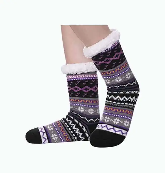 Product Image of the Women's Fuzzy Snowflake Socks