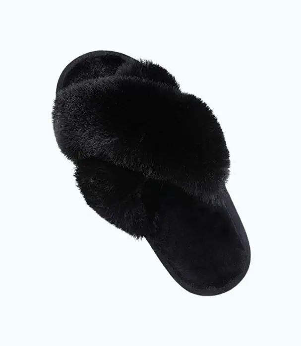 Product Image of the Women's Soft Plush Cross Band Slippers
