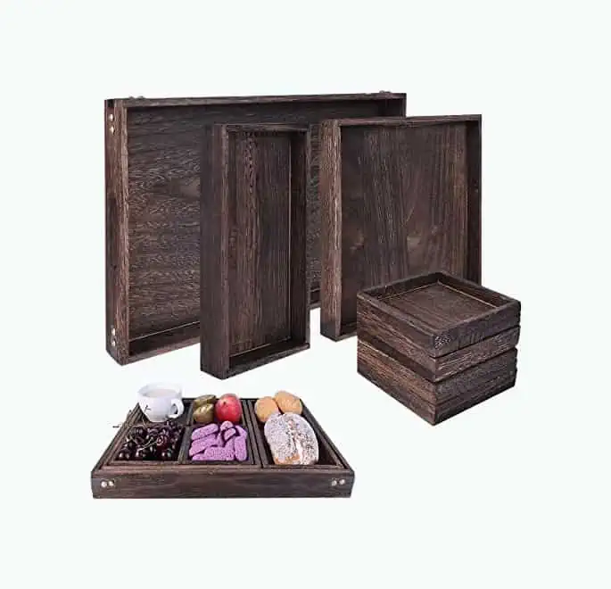 Product Image of the Wood Serving Tray Set