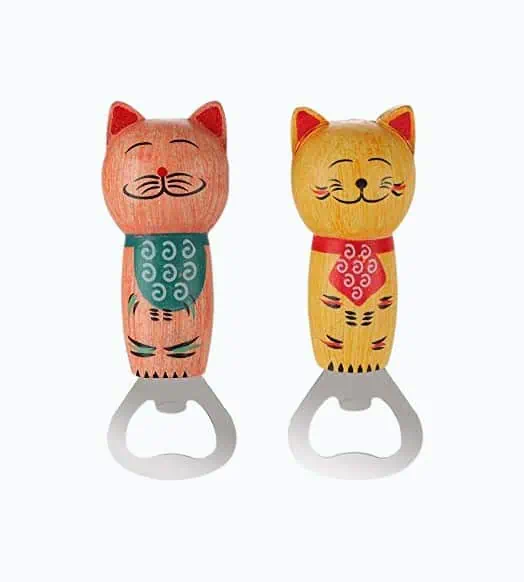 Product Image of the Wooden Cat Bottle Openers