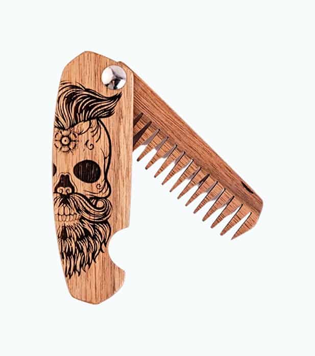 Product Image of the Wooden Folding Pocket Beard Comb for Men