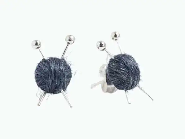 Product Image of the Wool Yarn Ball And Needles Earrings